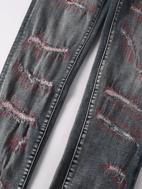 Retro Blue Ripped Jeans