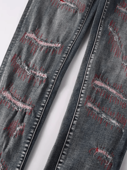 Retro Blue Ripped Jeans