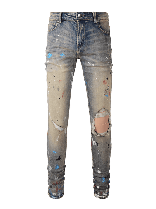 Washed Denim Ripped Jeans