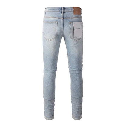 Light Blue Knee Ripped Fashion Jeans