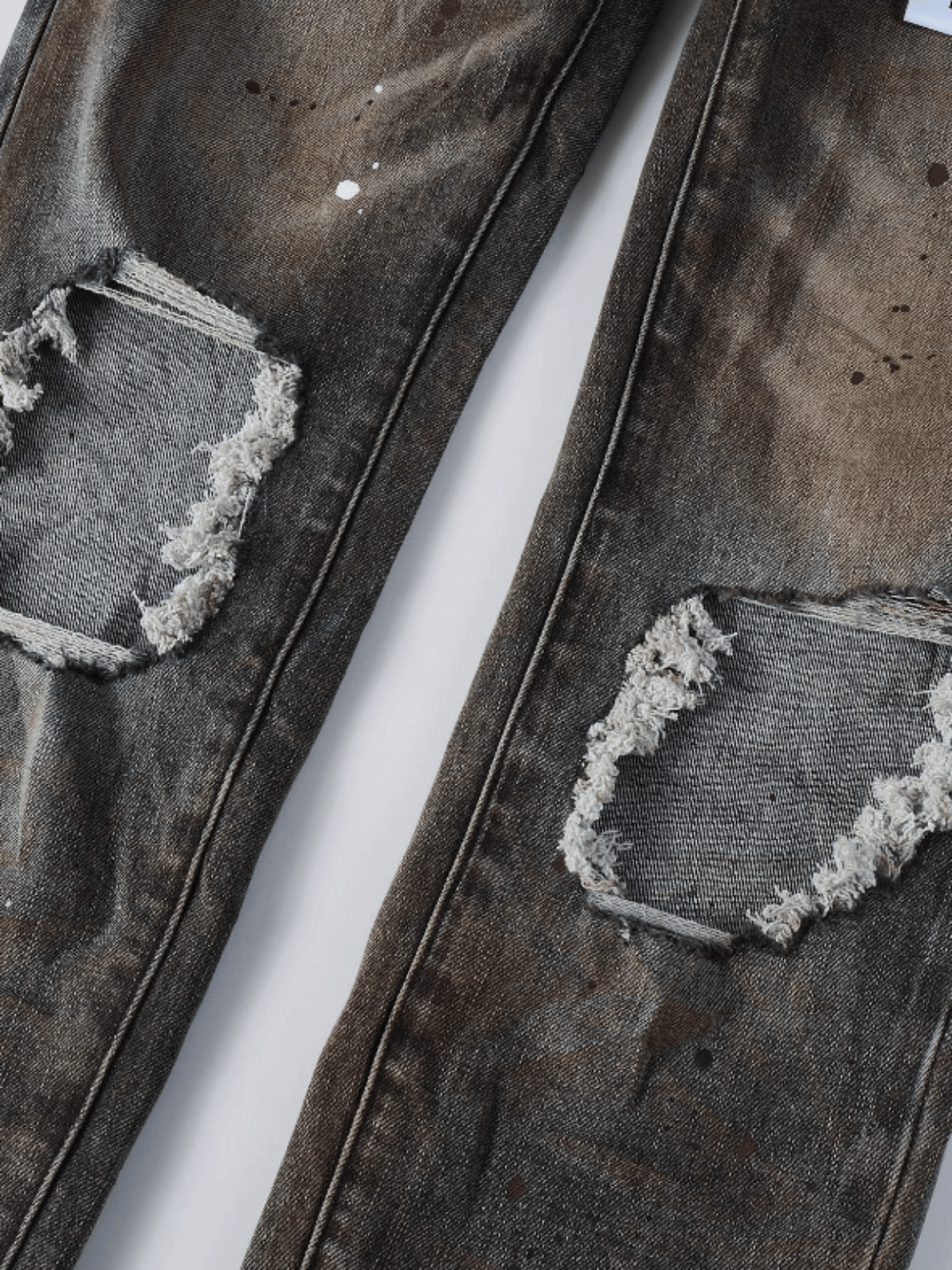 Smoke Gray Ripped Jeans