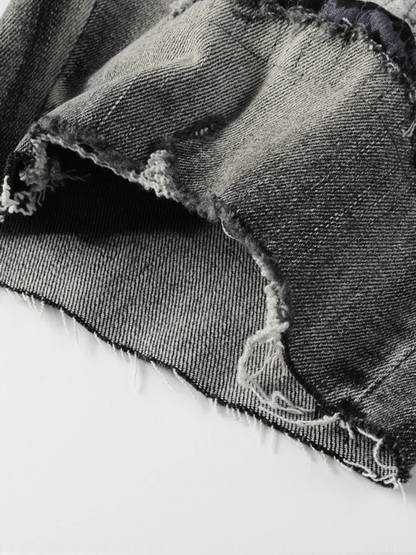 Smoke Gray Ripped Patch Jeans