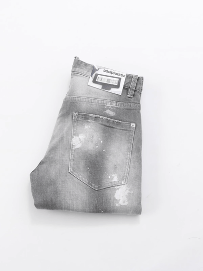 Smoke Gray Paint Ripped Jeans