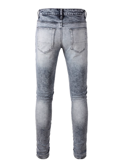 Blue Washed Black Patch Jeans