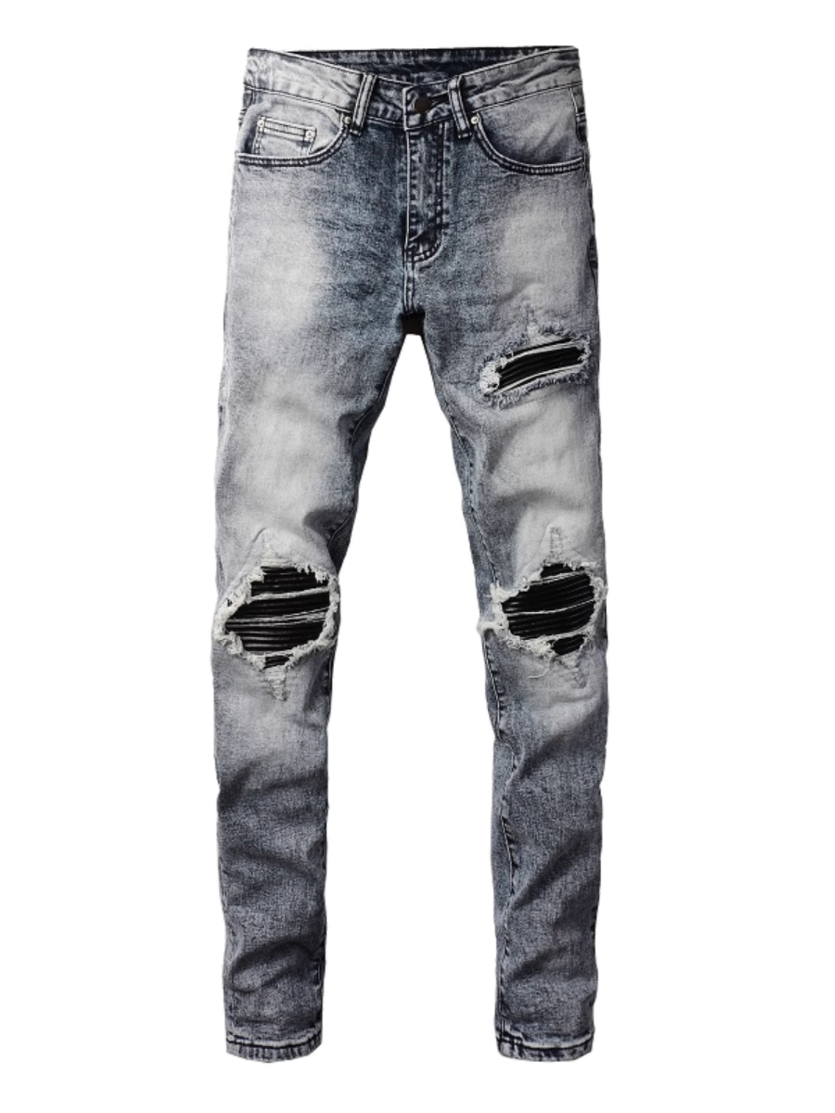 Blue Washed Black Patch Jeans