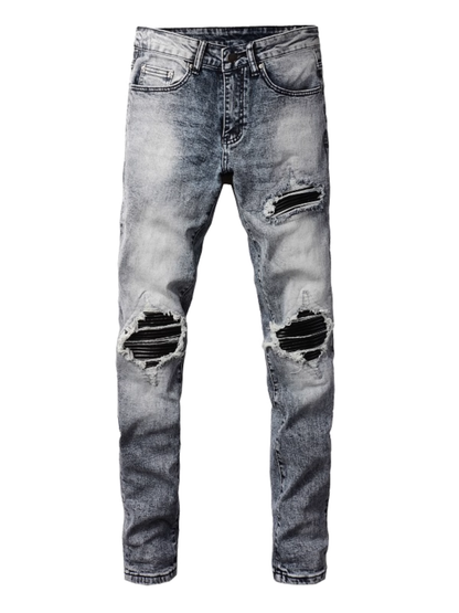 Blue Washed Black Patch Jeans