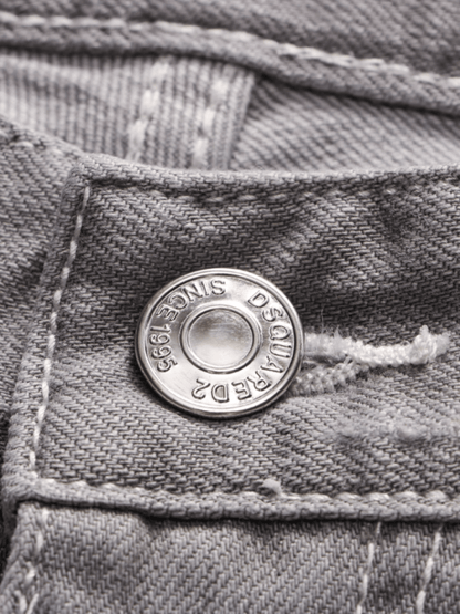 Smoky Gray Ripped Patch Jeans