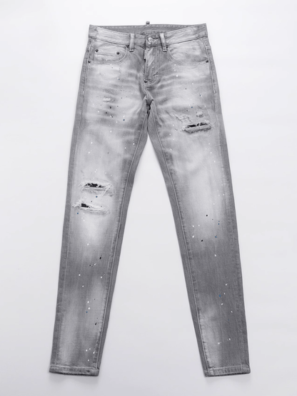 Smoky Gray Paint Washed Jeans