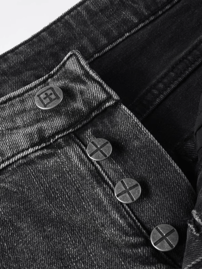 Dark Gray Ripped Classic Jeans