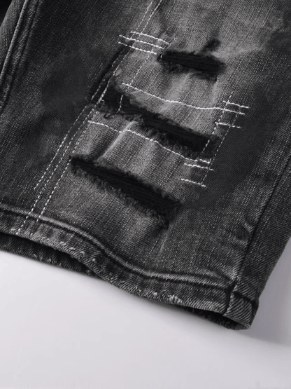 Dark Gray Ripped Classic Jeans