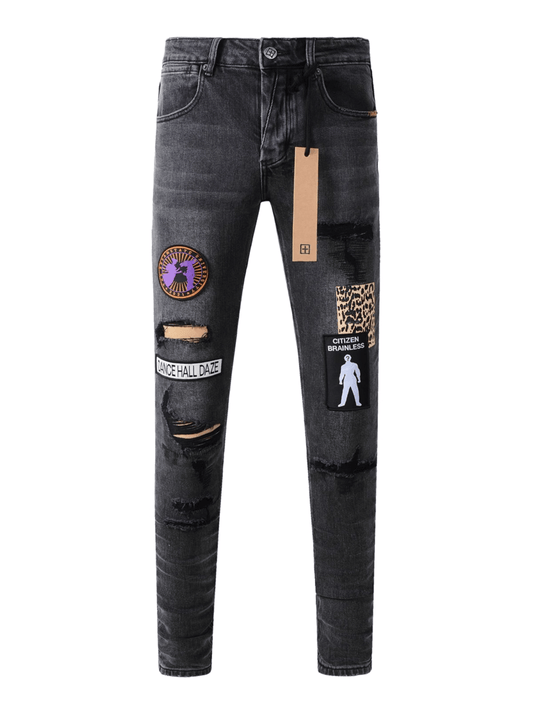 Washed Black Patch Jeans