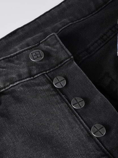 Gray Washed Ripped Jeans