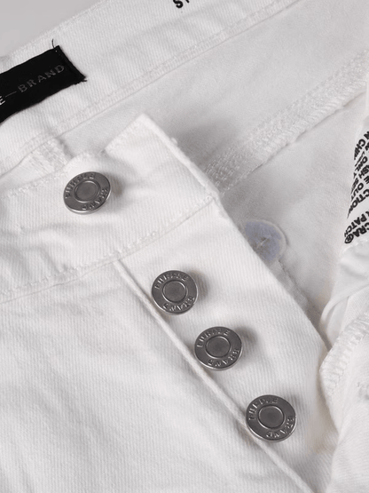 White Ripped Scratched Jeans