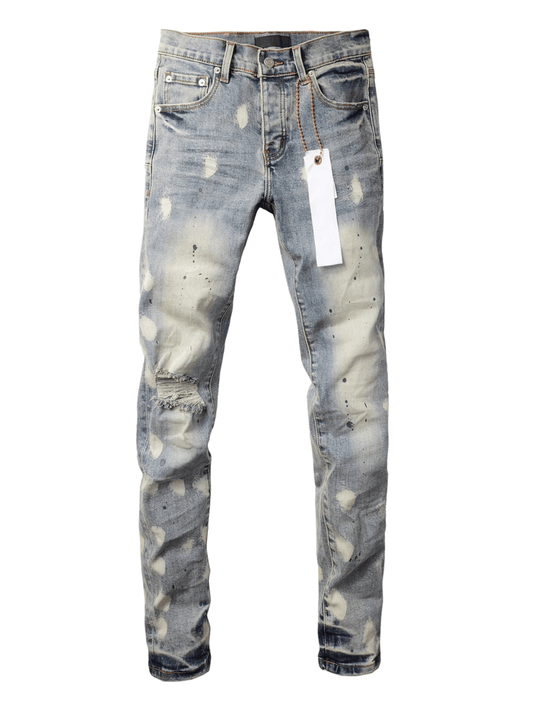 Light Blue Washed Paint Jeans