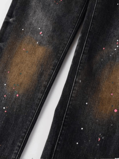 Black Washed Paint Splash Jeans