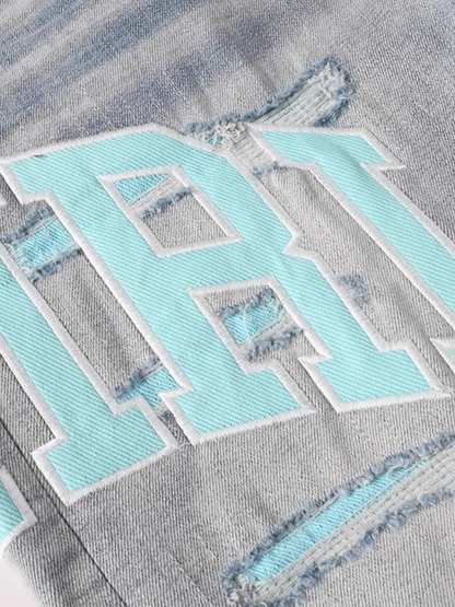 Denim Teal Writing Jeans