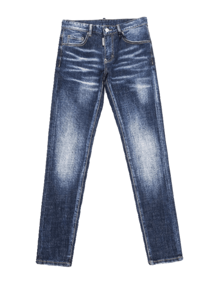 Dark Blue Washed Ripped Jeans
