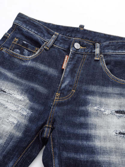 Blue & White Ripped Jeans