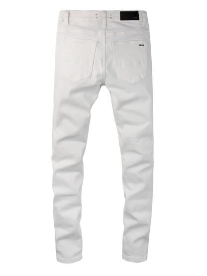 White Ripped Patch Jeans