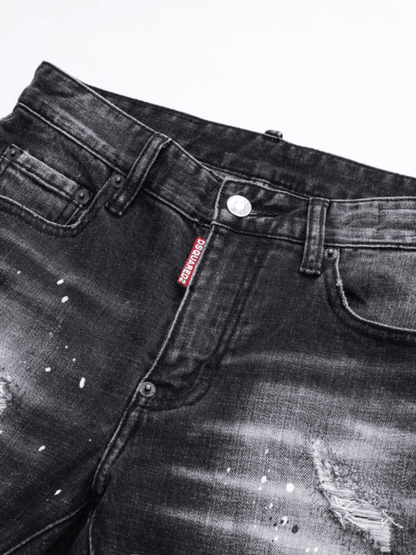 Black Gray Patch Jeans