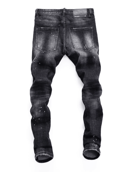 Black Gray Patch Jeans