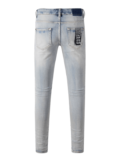 Ice Wash Distressed Jeans
