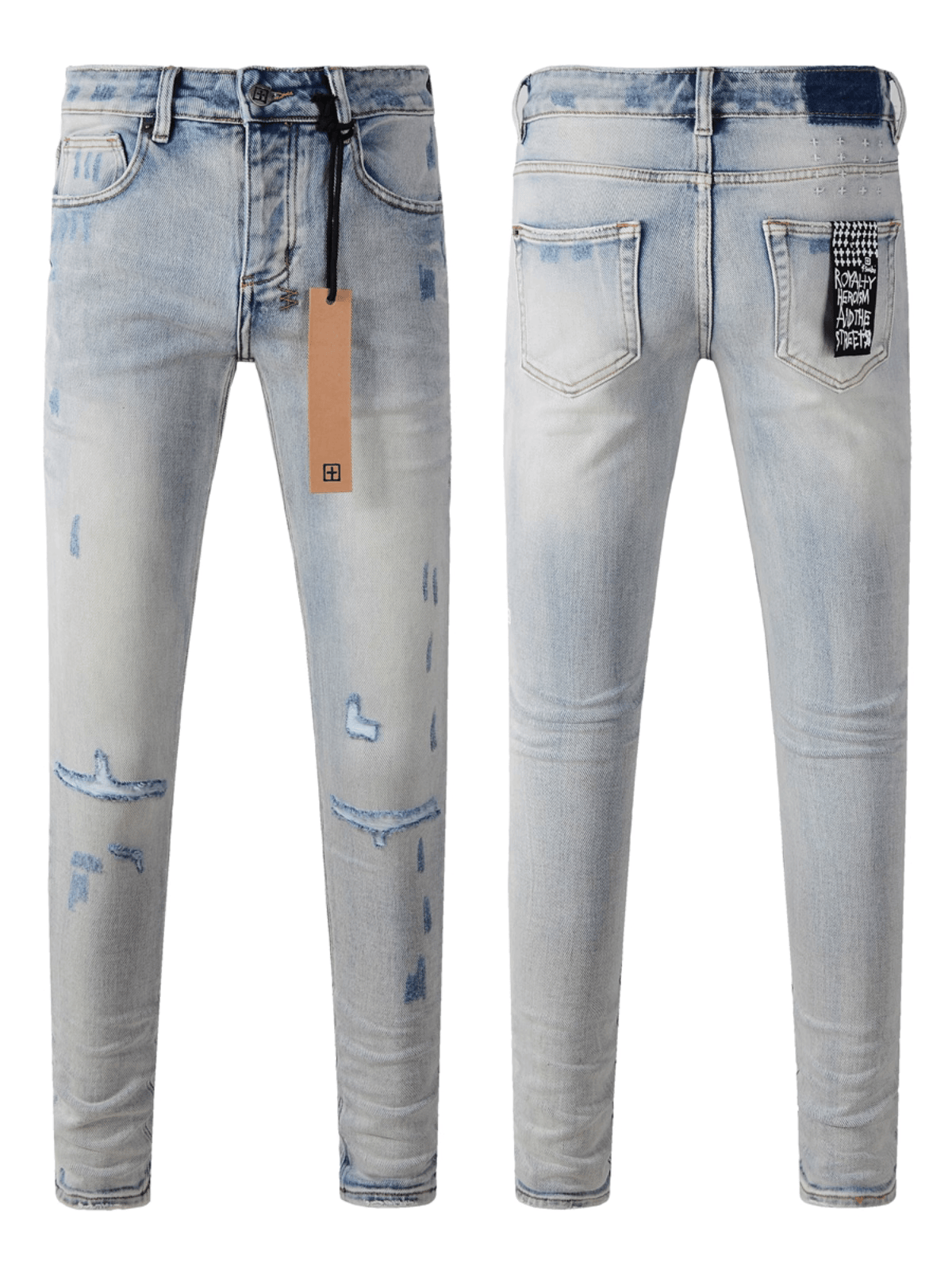 Ice Wash Distressed Jeans